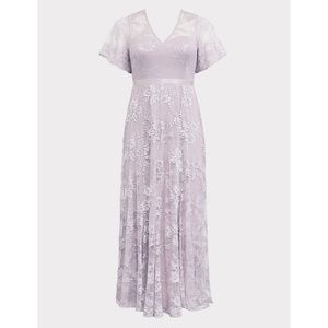 TORRID NWT Lilac Grey Lace Elegant Formal Maxi Dress - size 22 / 3X